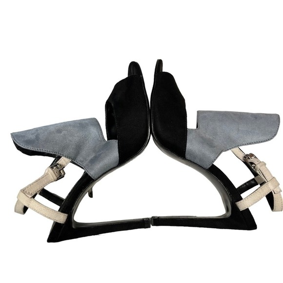 Zara Basic Collections Suede Color Block Heels Size 37 - Picture 4 of 10